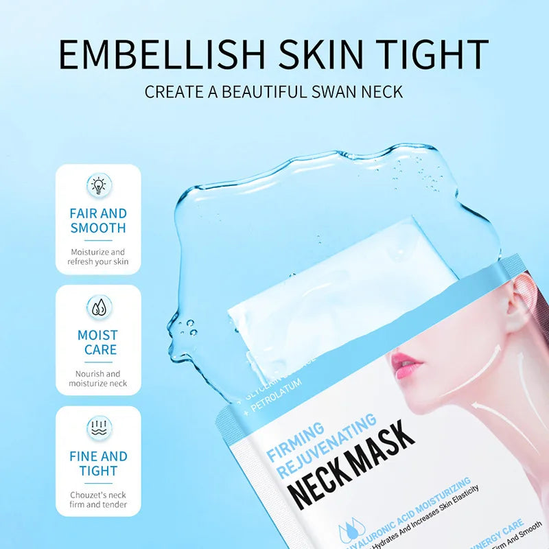 10pcs SADOER Hyaluronic Acid Neck Mask Collagen Firming Neck Masks Nourishing Brightening Beauty Moisturizing Necks Skin Care - Korvel