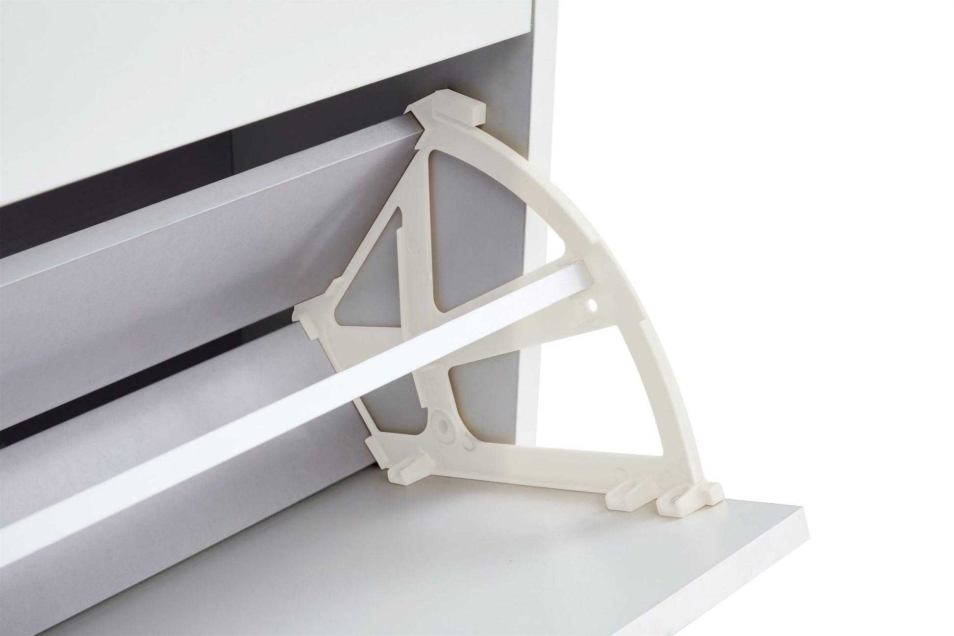 Shoe Cabinet , Shoe storage shelves, metal leg, White - Korvel