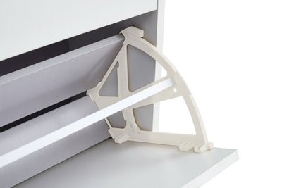 Shoe Cabinet , Shoe storage shelves, metal leg, White - Korvel