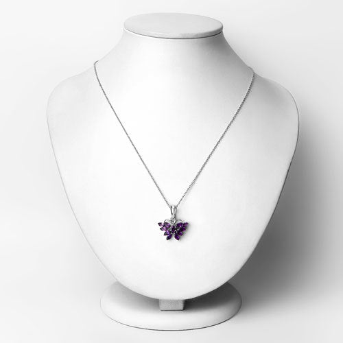1.65 Carat Genuine Amethyst Butterfly Pendant in Sterling Silver