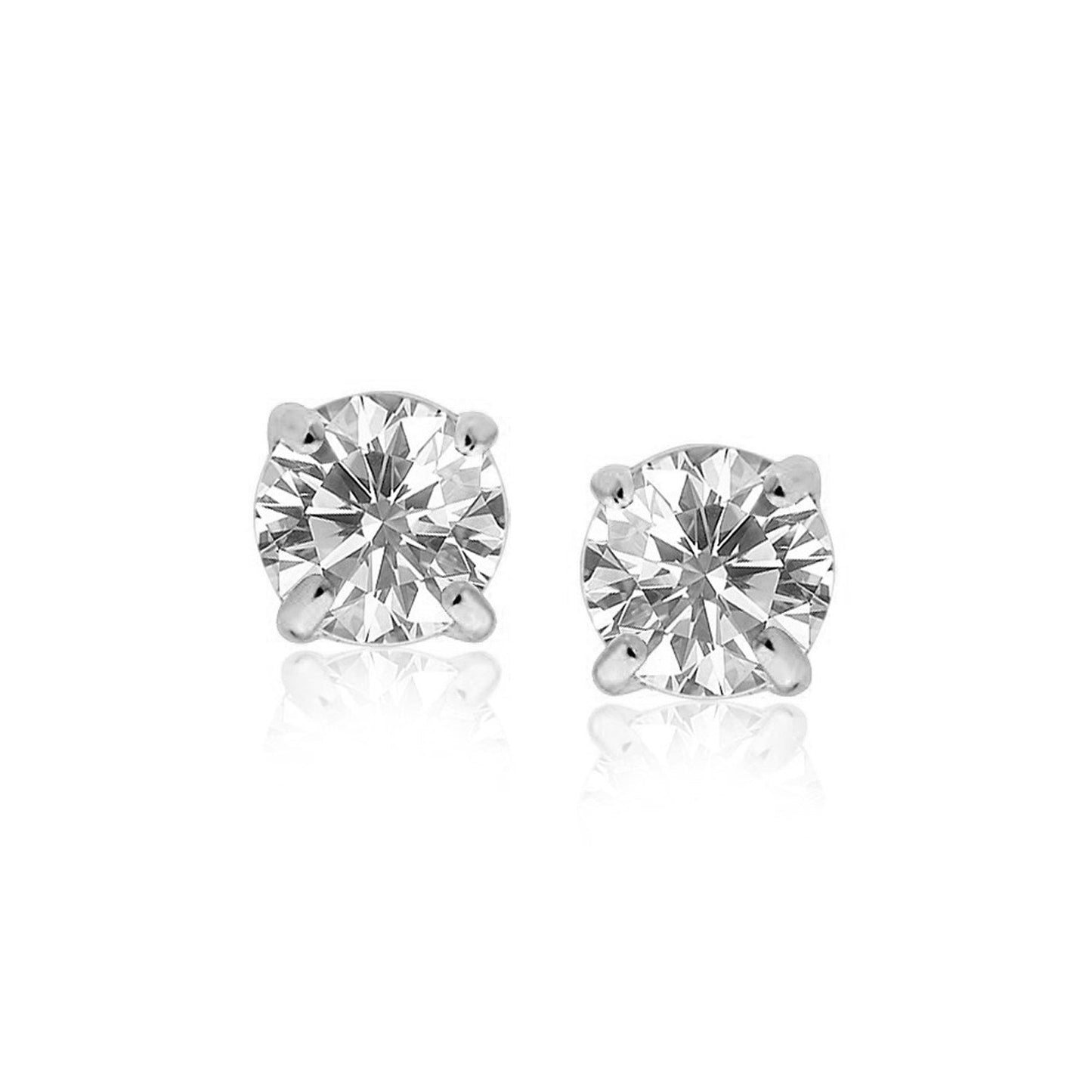 Pendientes de Stud de CZ Redondos de 8.0mm en Plata de Ley