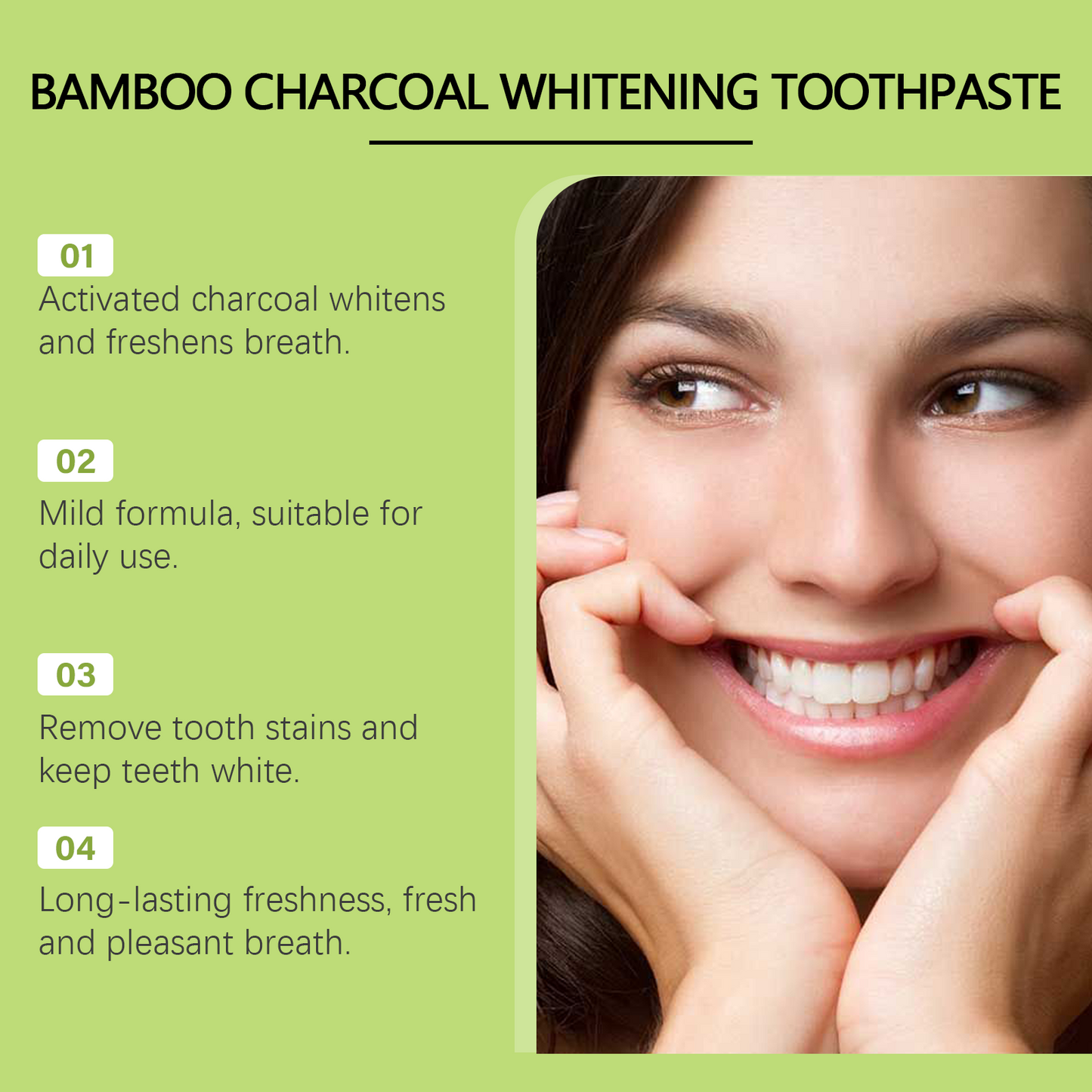 Bamboo Charcoal Toothpaste Freshen Breath, Brightening Teeth And Improving Yellow Tooth Stain Removal Toothpaste - Korvel