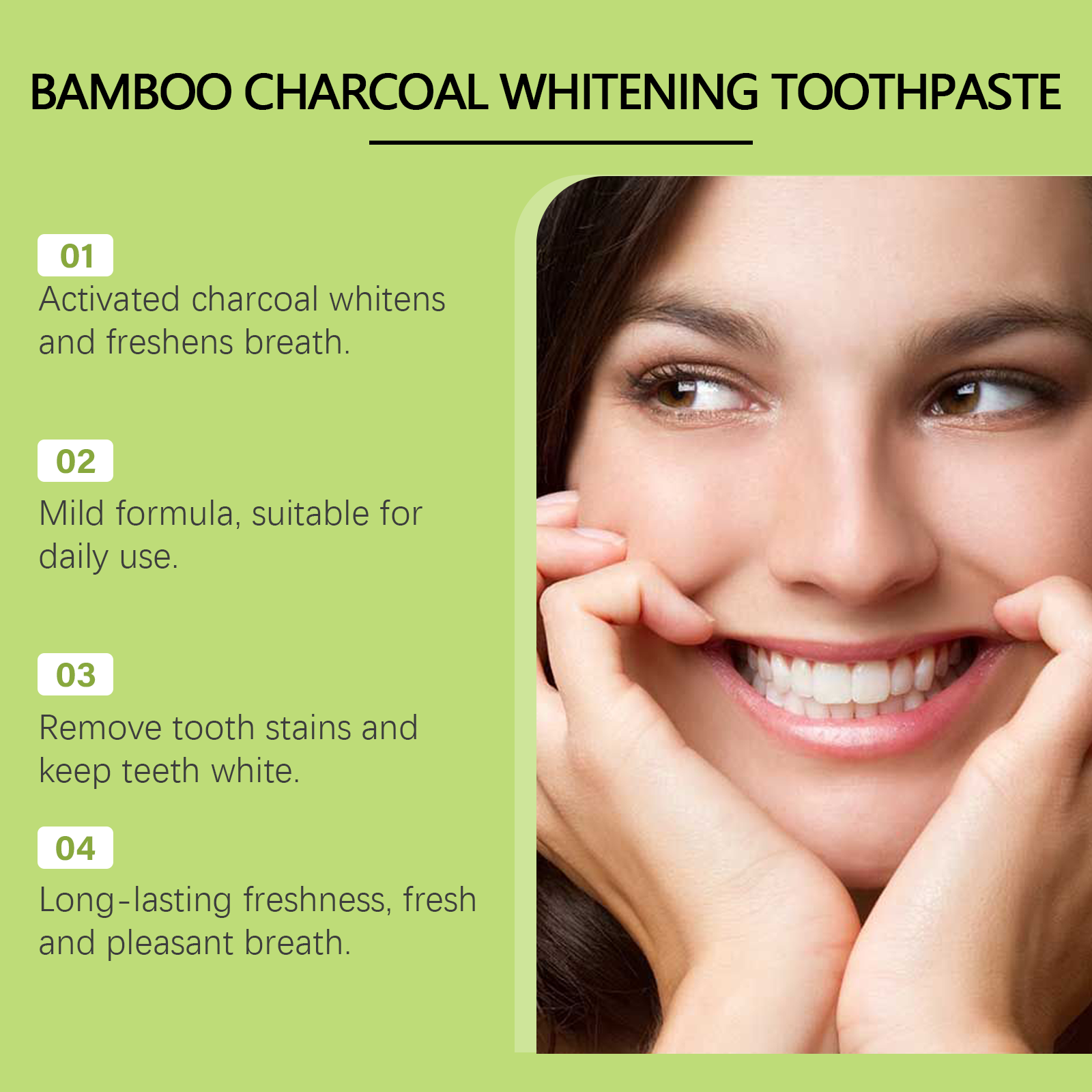 Bamboo Charcoal Toothpaste Freshen Breath, Brightening Teeth And Improving Yellow Tooth Stain Removal Toothpaste - Korvel