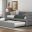 Twin Size Daybed with Trundle  Upholstered Daybed with Padded Back  Gray - Korvel