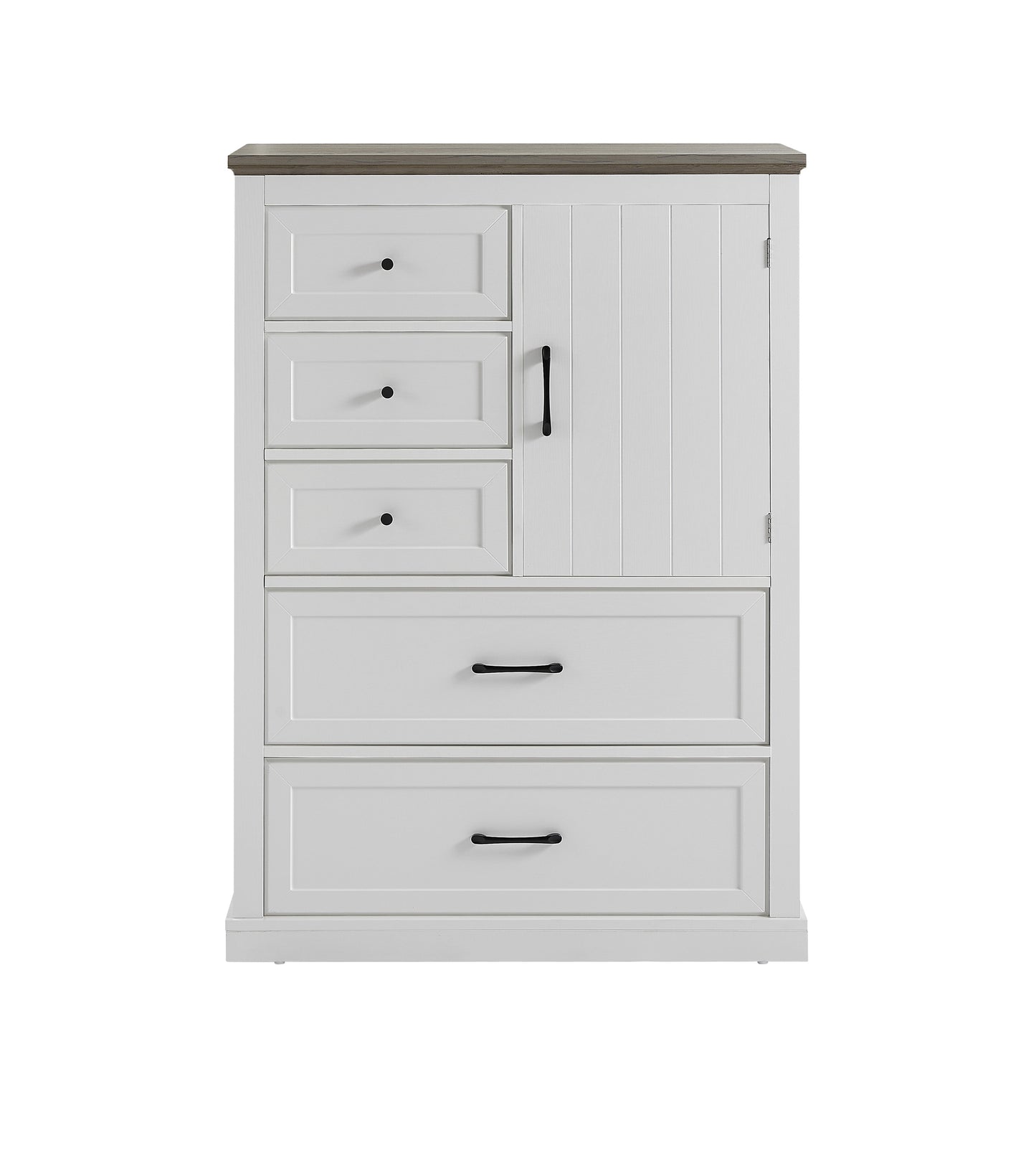 Commode 5 Tiroirs Élégante Ferme en Blanc