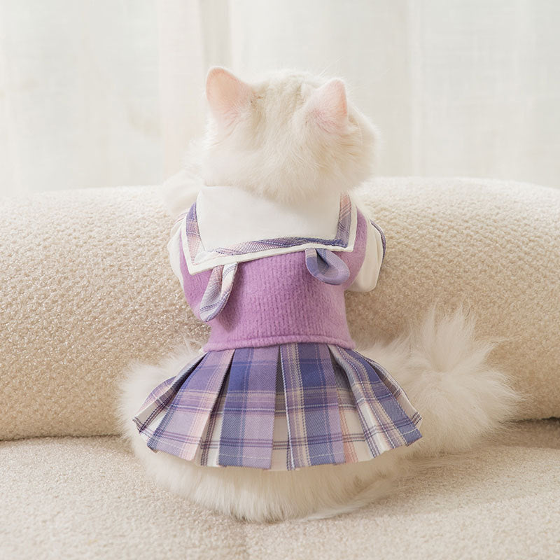 Cute Rabbit Lapel JK Dress for Small Pets