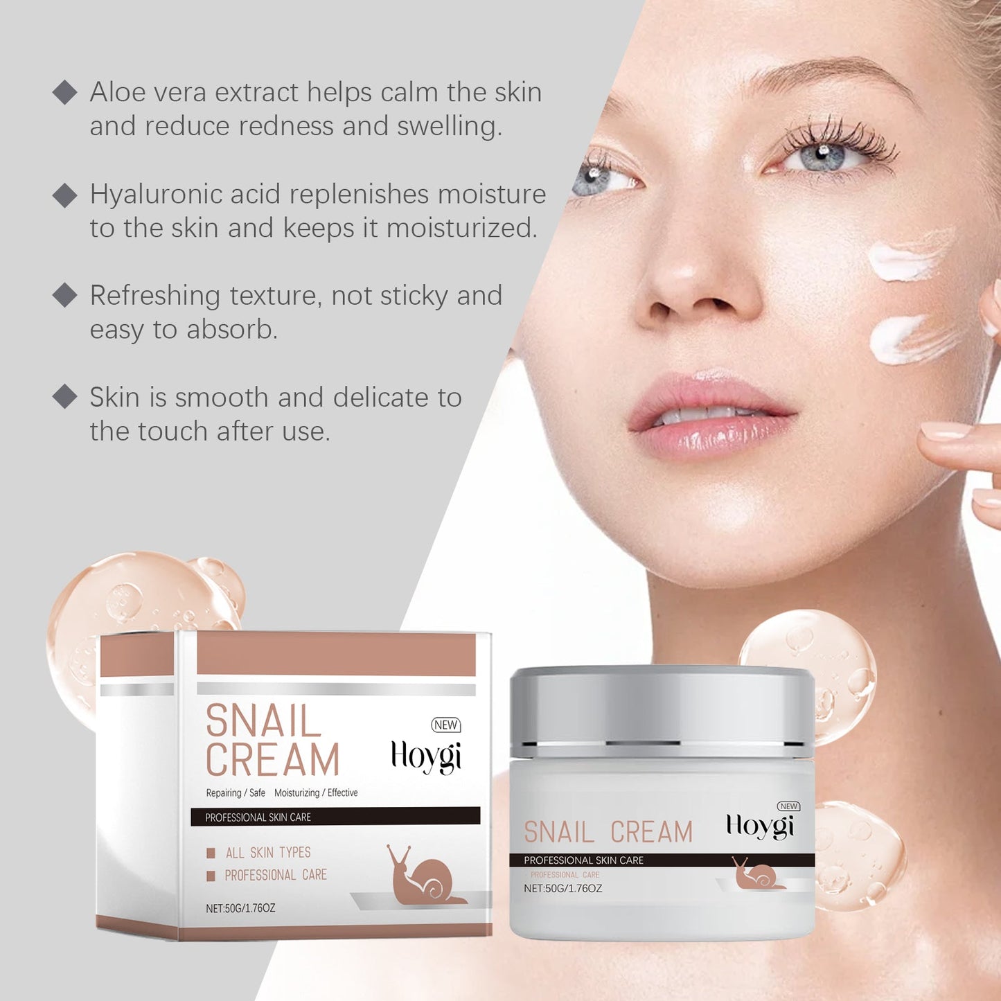 Crème hydratante premium à l'escargot pour une peau radieuse