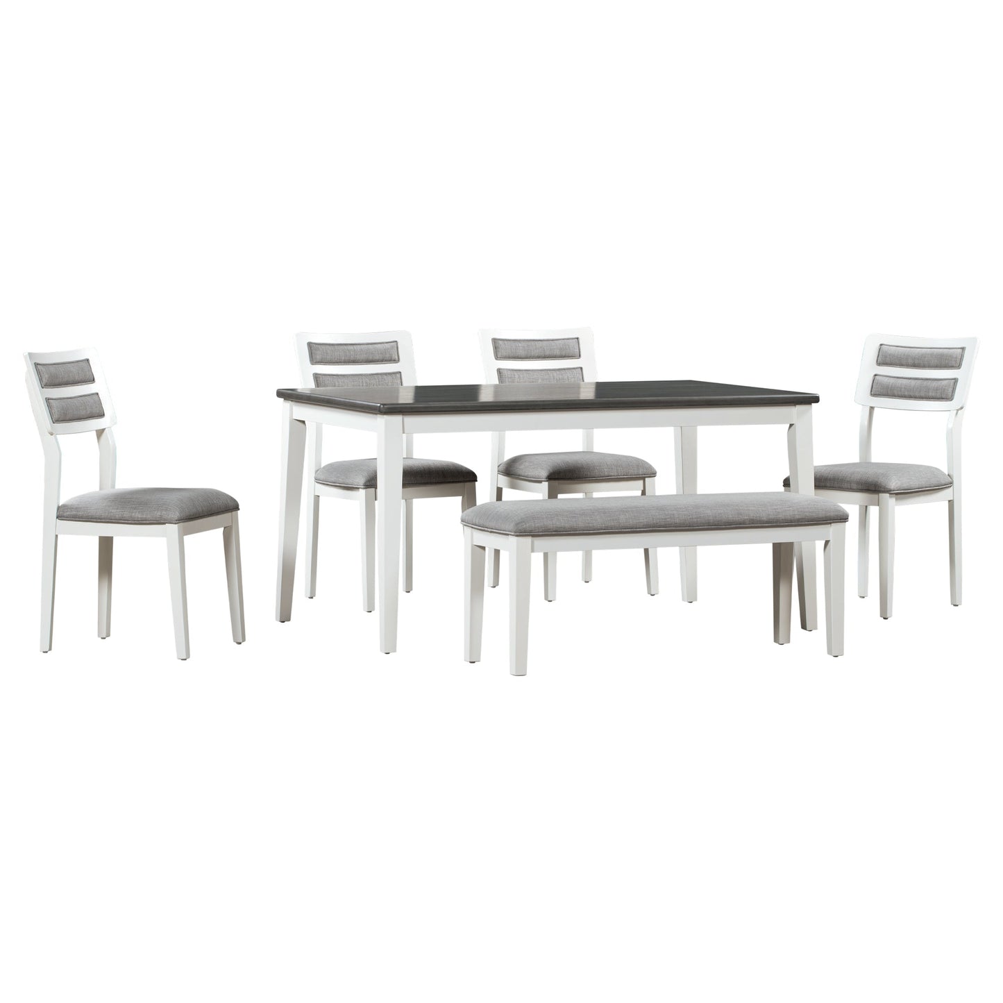 Ensemble de salle à manger TREXM Classic 6 pièces - Blanc et gris
