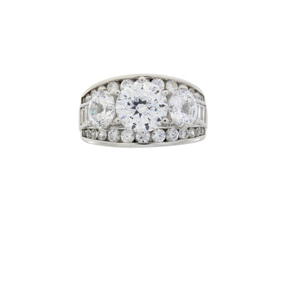 Natural Cubic Zirconium CZ Sterling Silver Engagement Ring