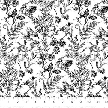Tissu en coton Nature's Sketchbook - Blanc/Noir 44"/45" par yard