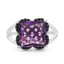 Bague en argent sterling avec améthyste de 4,58 carats et diamants noirs
