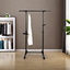 Heavy-Duty Rolling Clothes Hanger with Wheels - Black