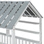 Wood Twin Size House Bed with Roof, Guardrail and Shelves, White - Korvel