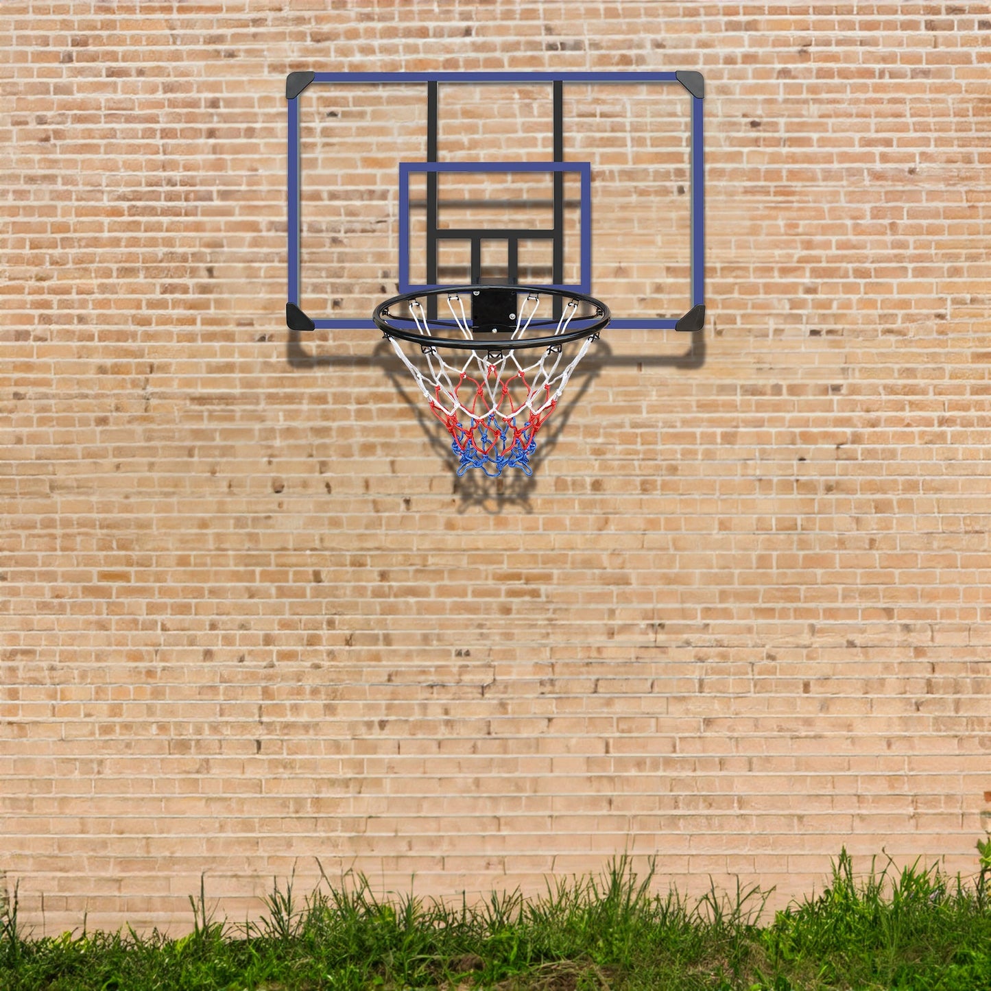 Wall mounted basketball basket, 45 x 29 inch shatterproof back, foldable basketball basket, all-weather mesh fabric - Korvel