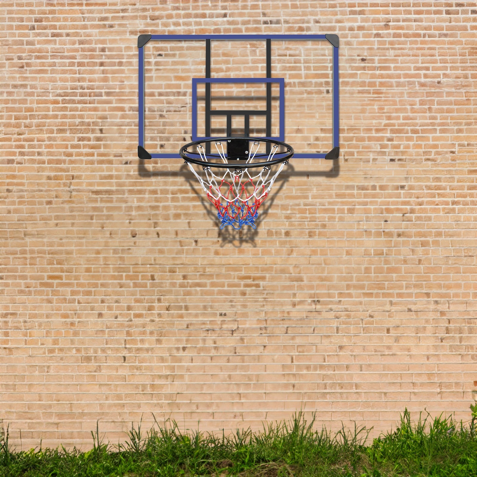 Wall mounted basketball basket, 45 x 29 inch shatterproof back, foldable basketball basket, all-weather mesh fabric - Korvel