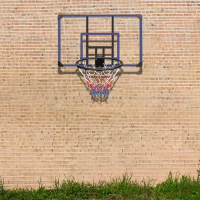 Wall mounted basketball basket, 45 x 29 inch shatterproof back, foldable basketball basket, all-weather mesh fabric - Korvel