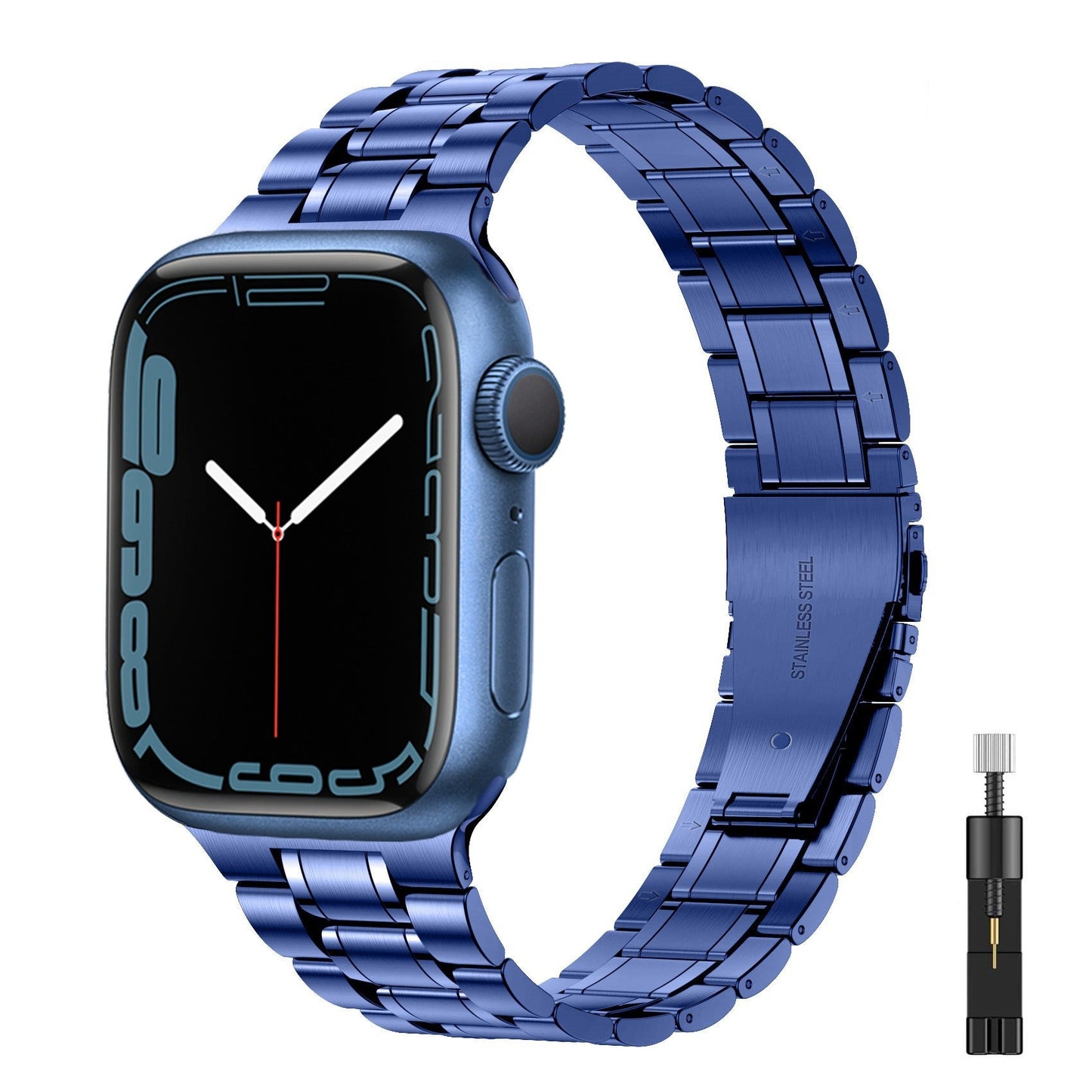 Suitable For Apple Watch S 3 4 5 iwatch S 7 8 9 Stainless Steel Metal Fine Steel Watch Chain With Five Beads - Korvel