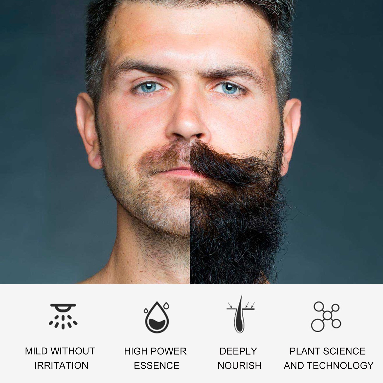 Facial Hair Growth Solution, Care For Men's Facial Hair Growth Solution To Nourish Thick Beard Growth - Korvel