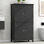 Elegant Black Bathroom Floor Storage Cabinet with Adjustable Shelves