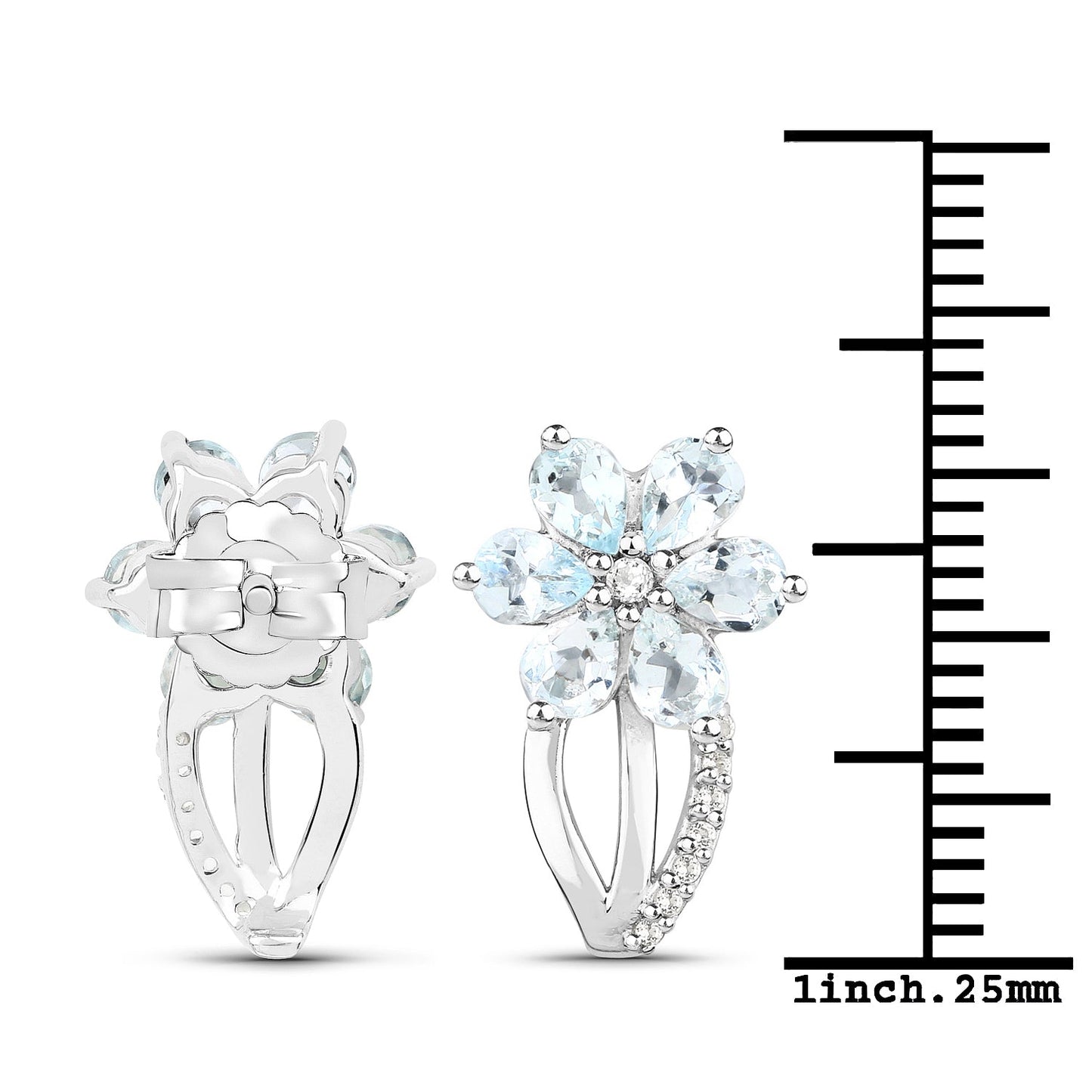 1.54 Carat Genuine Aquamarine & White Topaz Sterling Silver Earrings