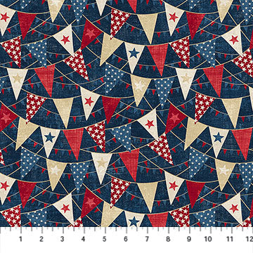 Tela de Algodón Multi Navy Bunting - 44"/45" por Yarda