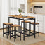 TREXM 5-piece compact bar table with table and stool - modern industrial design brown - Korvel