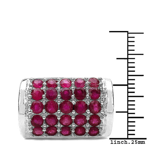 Anillo de Plata Esterlina con Rubí y Diamante Blanco de 3.01 Quilates