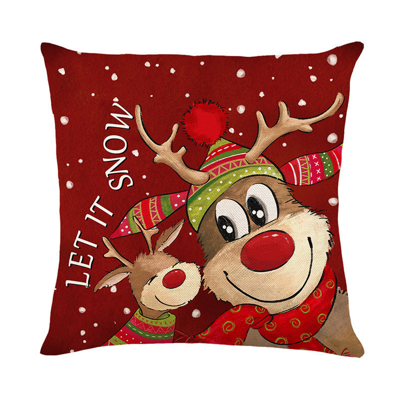 Funda de Almohada de Lino Navideña para Decoración Festiva del Hogar