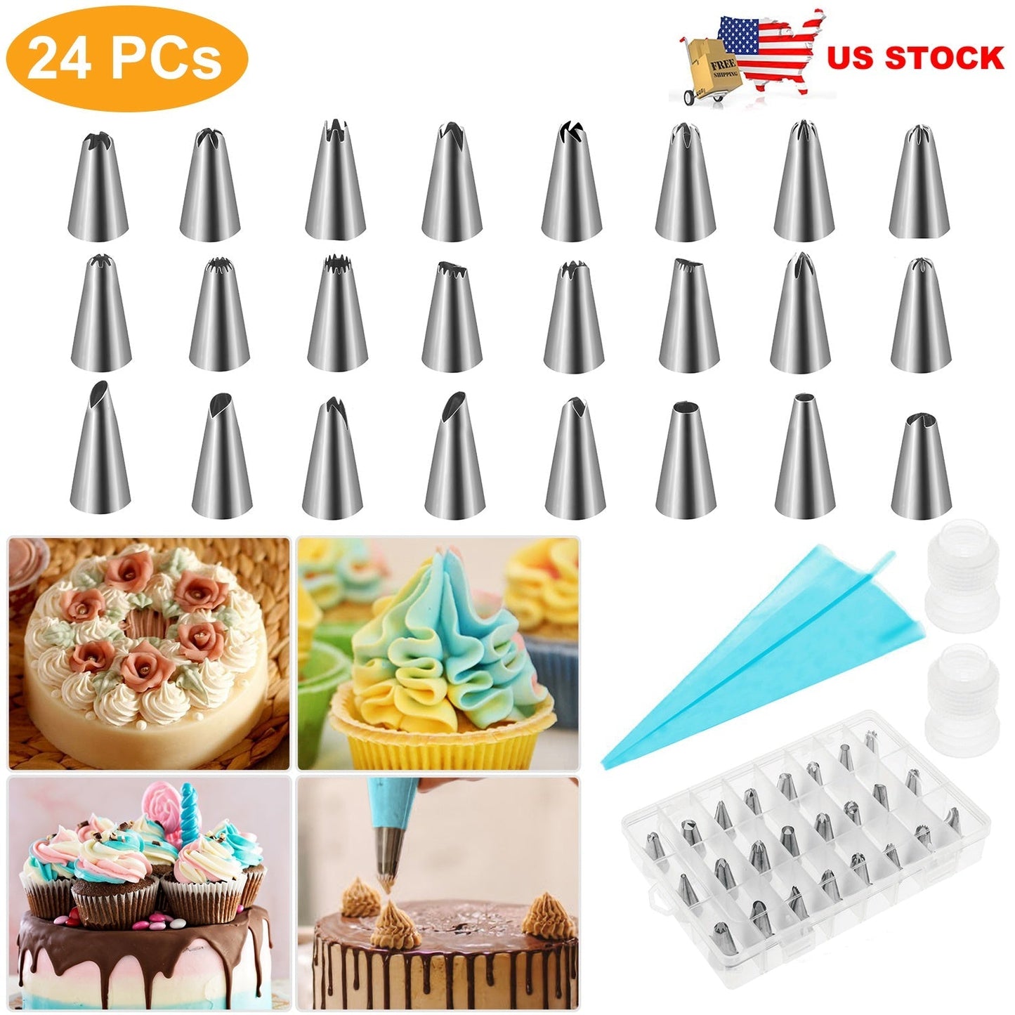 24-Piece Premium Cake Decorating Supplies Kit