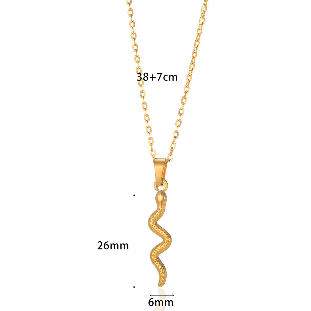 Spirit Snake Pendant Retro Style Personalized Necklace Women's Stainless Steel Gold Plated - Korvel
