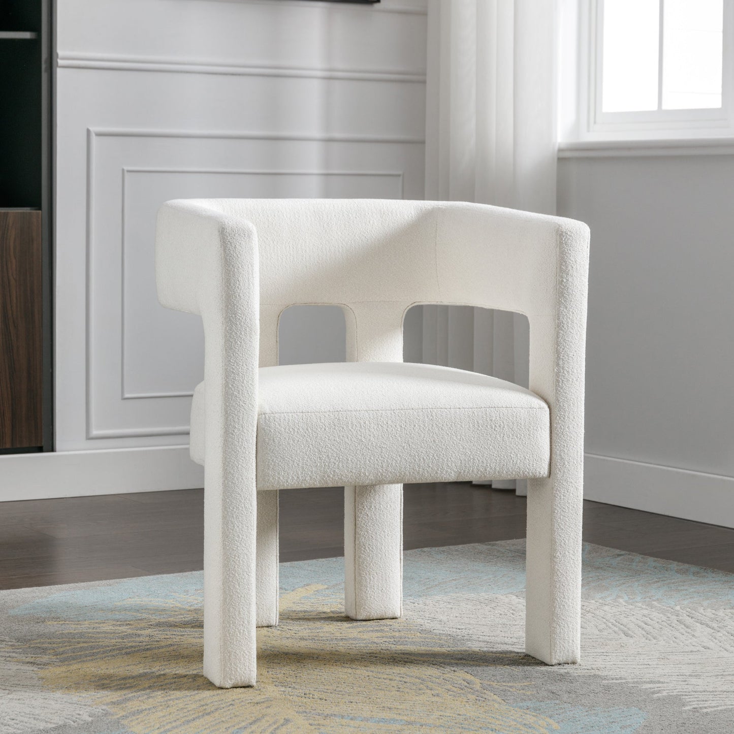 Beige Contemporary Fabric Upholstered Accent Chair