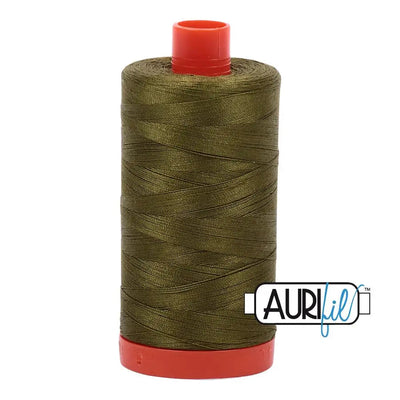 Hilo de Algodón Aurifil 50wt en Verde Oliva Muy Oscuro - Carrete Grande