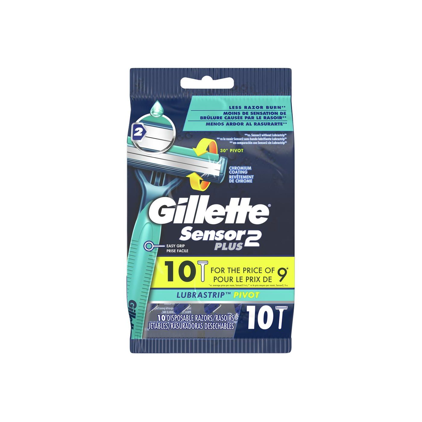 Rasoirs jetables pour hommes Gillette Sensor2 Plus à tête pivotante