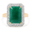 Bague Halo en Émeraude Teinte de 5,71 Carats et Diamants Blancs