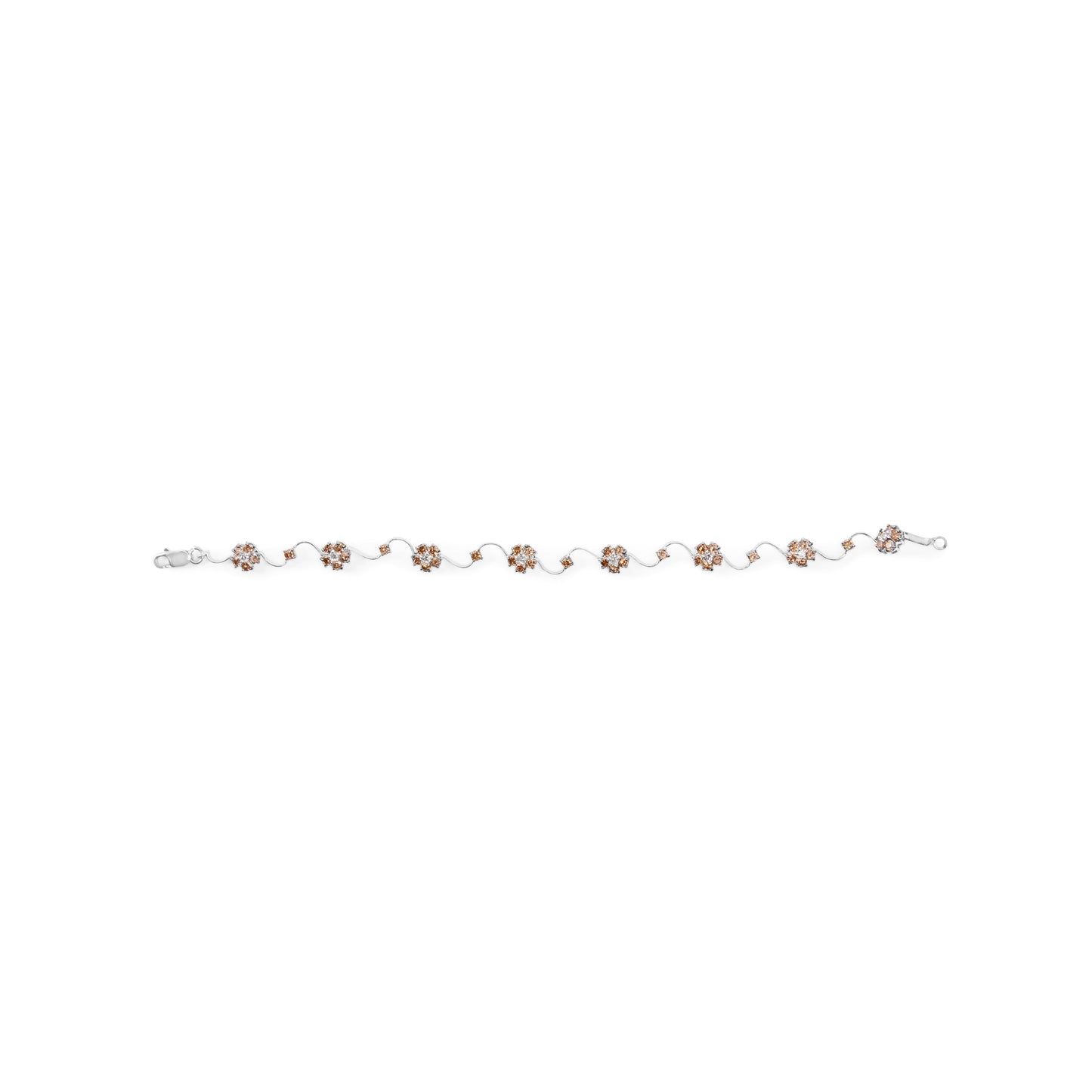 Bracelet en or blanc 10K avec diamants champagne et blancs de 4,0 Cttw - 7 pouces