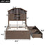 Twin Size Wood Platform Bed with House-shaped Storage Headboard and 2 Drawers Walnut - Korvel