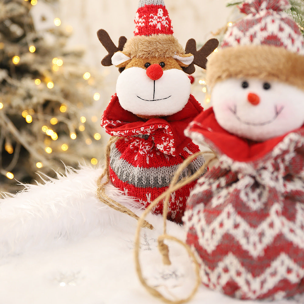 New 3D Knitted Fabric Doll Apple Bag Christmas Decorations Children's Day Gift Bundle Pocket Candy Bag - Korvel