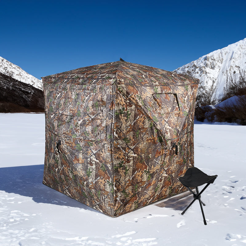 Outdoor See-Through Camouflaged Hunting Blind - Pop-Up Camo Tent for Hunting - Korvel