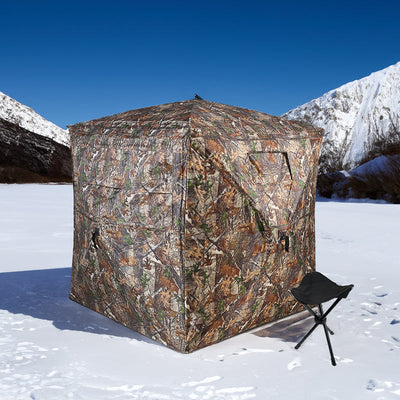 Outdoor See-Through Camouflaged Hunting Blind - Pop-Up Camo Tent for Hunting - Korvel