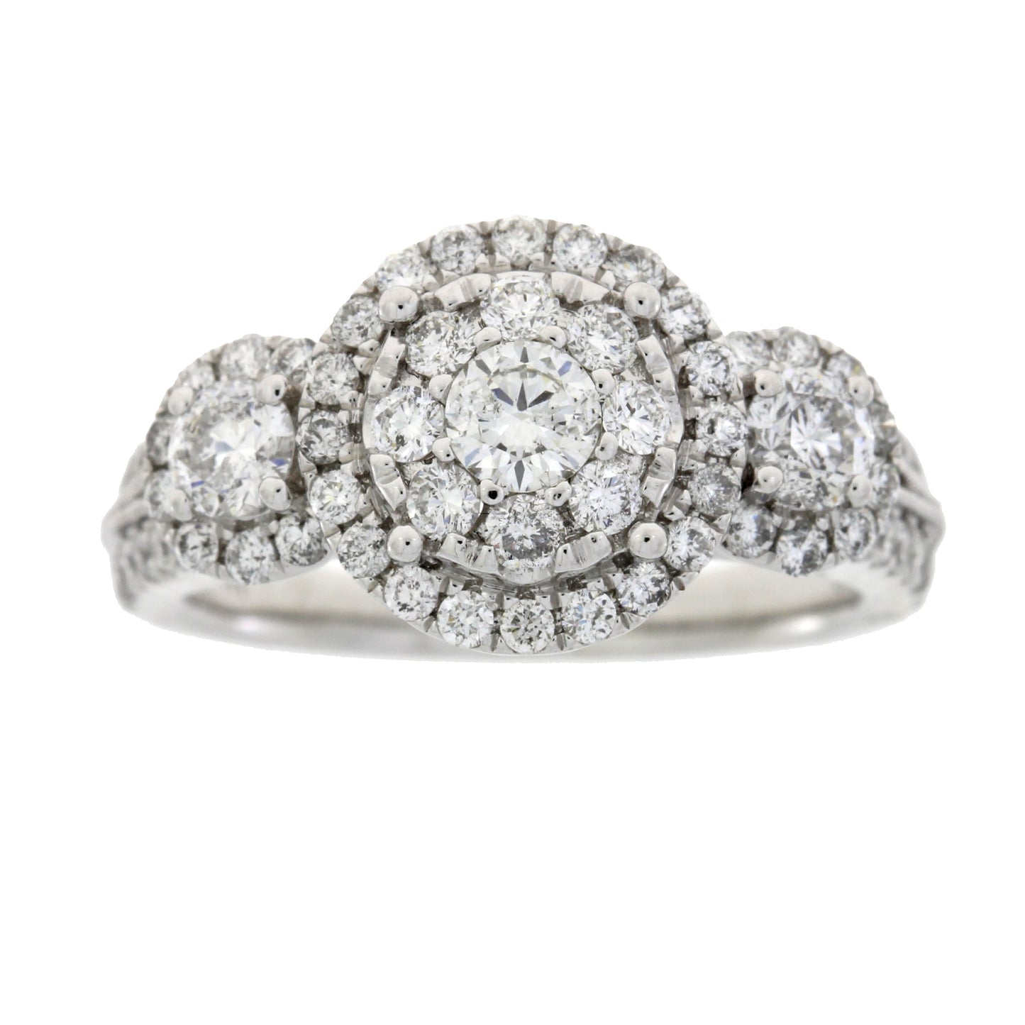 Bague 3 pierres en diamant naturel de 1,50 ct en or blanc 14KT