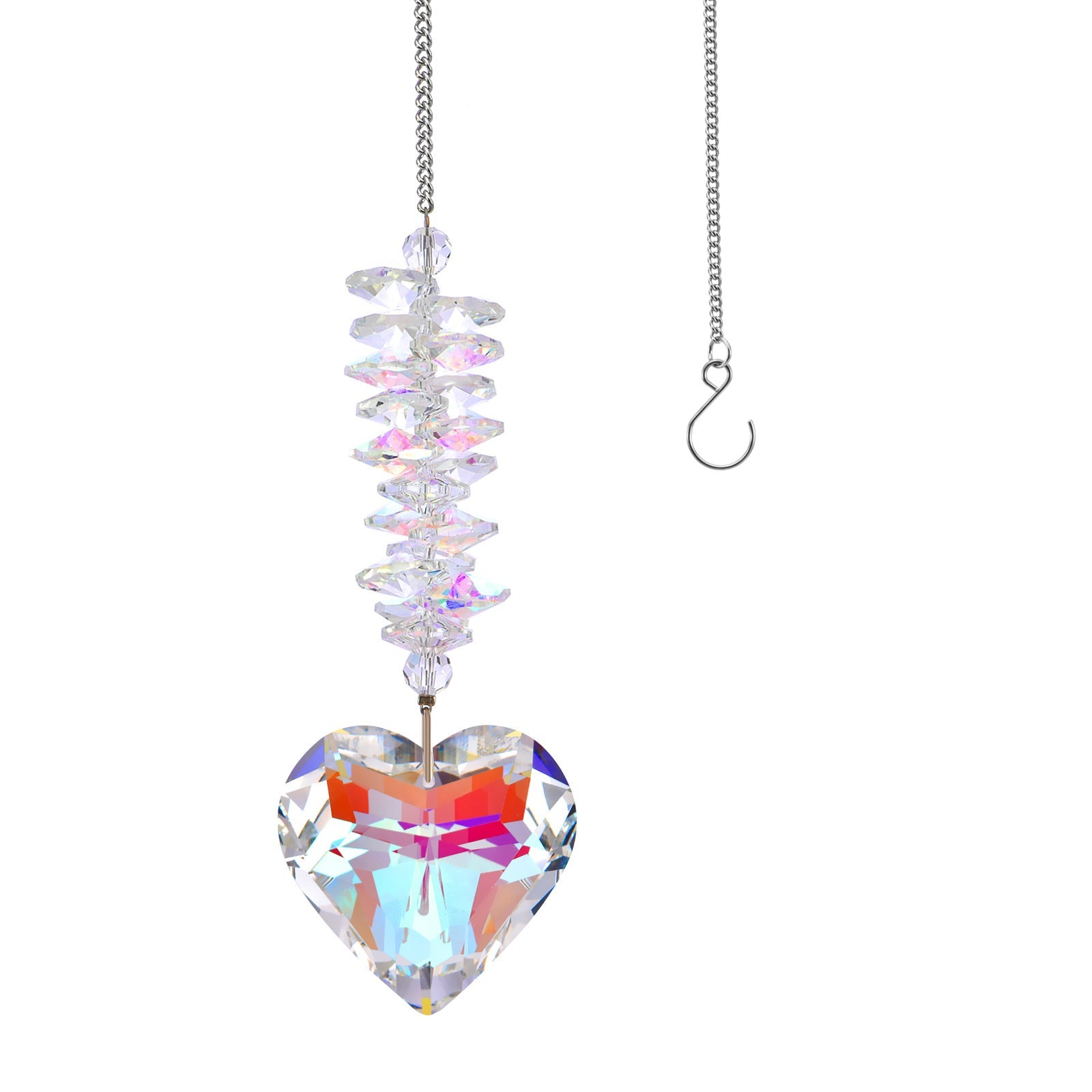 Crystal sun catcher pendant wholesale peach heart love prism living room garden decoration hanging sunshine - Korvel