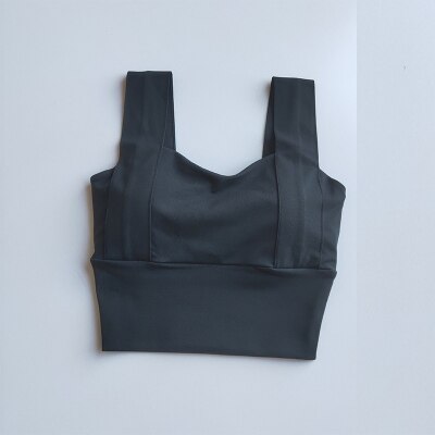 Yoga Bra Women Shockproof Sports Bra  Running Workout Gym Top Gathering Widened Shoulder Belt Bra Short Vest Tops - Korvel