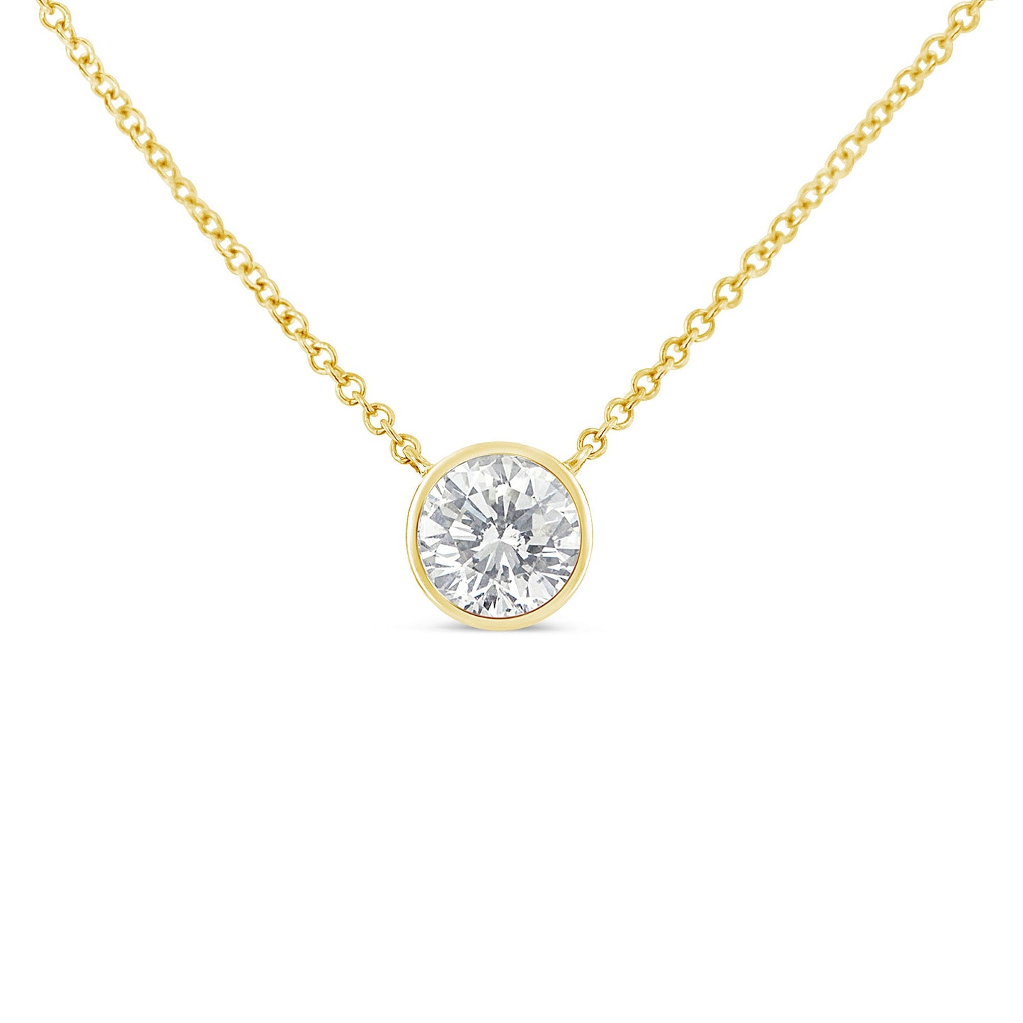 Collar de Pendiente con Diamante Engastado en Bezel de Oro Amarillo de 10K y 1/2 Quilate