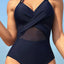 Traje de baño de una pieza con cuello halter entrecruzado