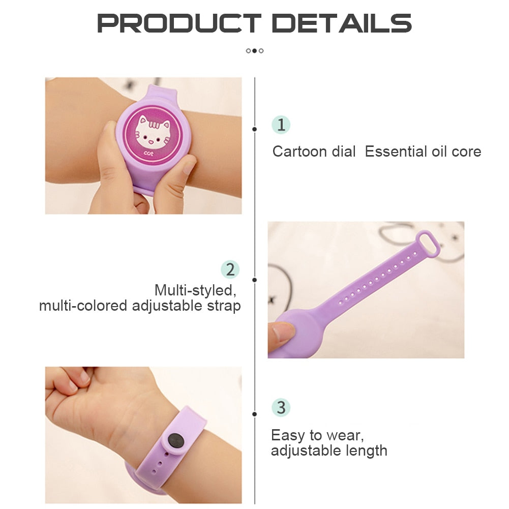 Kids Mosquito Repellent Watch Lightweight Natural Mosquito Repellent Bracelet Plant Essential Oil Mosquito Repellent Device - Korvel