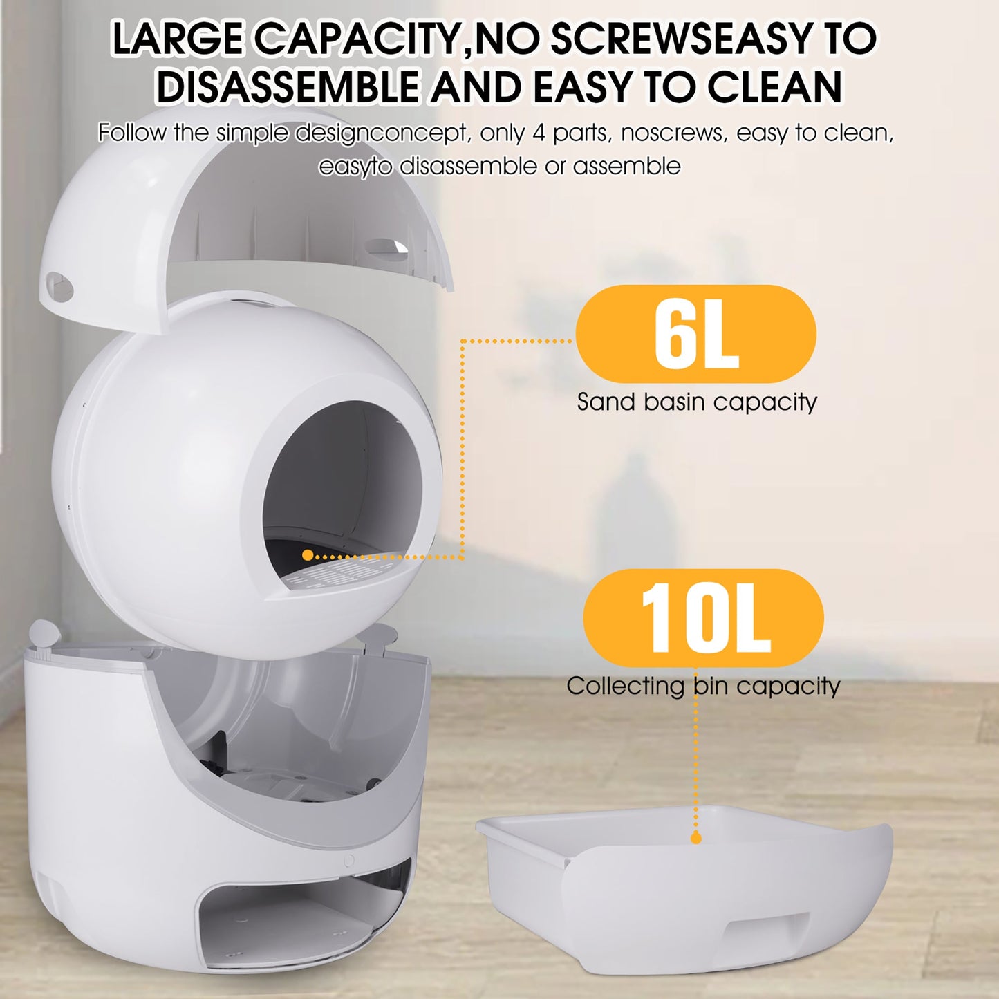 Intelligent cat litter box, automatically eliminates odors, application control, supports multiple cats with 5G and 2.4G WiFi - Korvel
