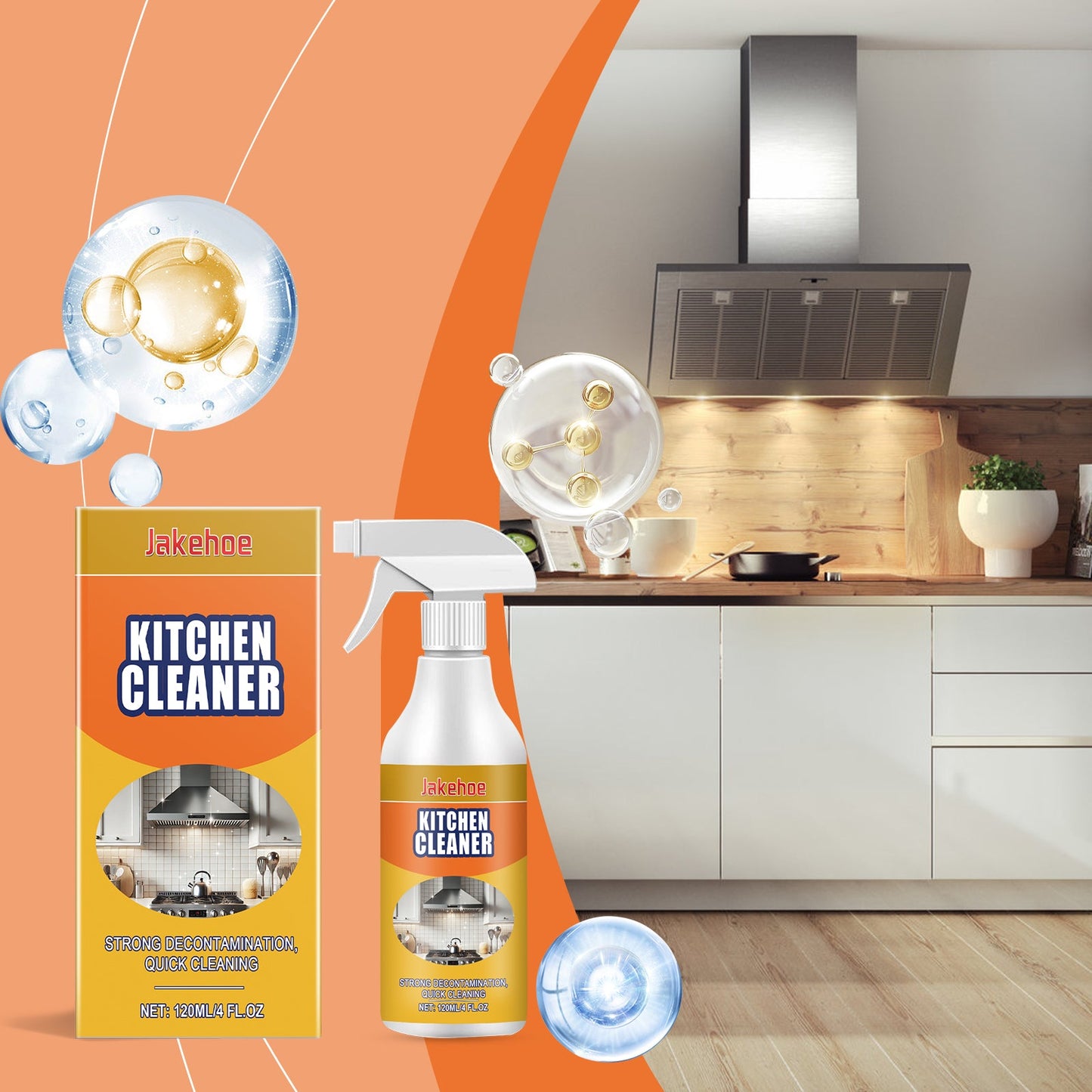 Kitchen Grease Cleaner Kitchen Hood Cooktop Grease Cleaner Multi-Effect Decontamination Cleaner - Korvel
