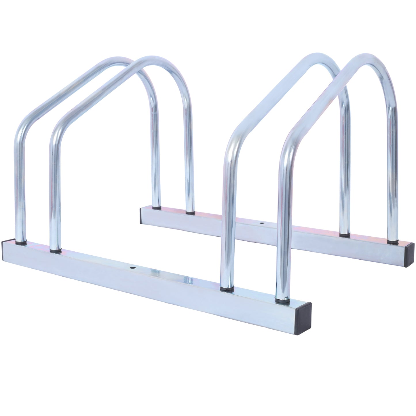 2 bicycle ground bike parking racks 22-28 inch wheel supports, maximum tire width 2.15 inches, galvanized - Korvel
