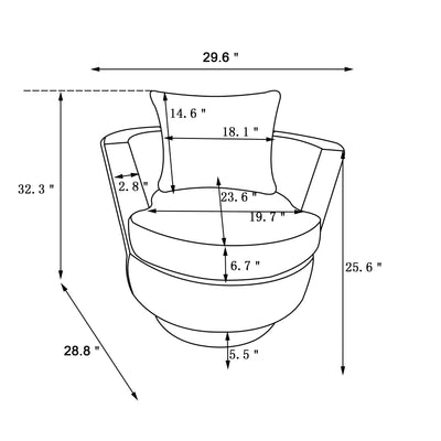 Teddy Rotating Bucket Chair Rotating Emphasis Chair Living Room Armchair Gold Stainless Steel Base Round Bucket Chair (Gray) - Korvel