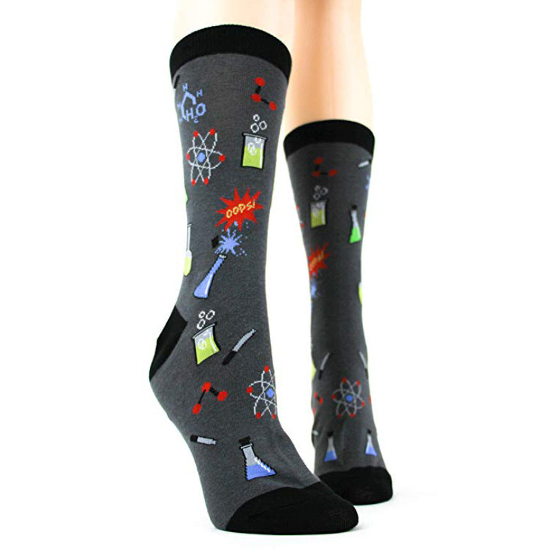 Education Themed Science Chemistry Printed Crew Socks